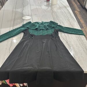 Elegant Green and Black knit women’s Dress